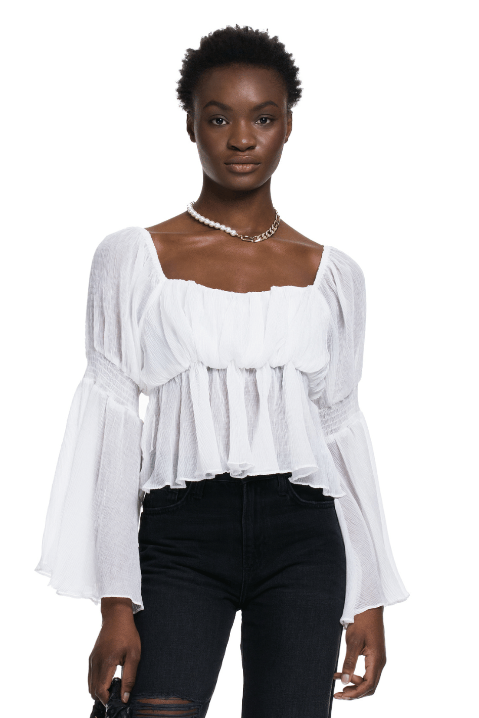 Peasant Square Neck Bell Sleeve Peplum Top - Expressive Collective CO.