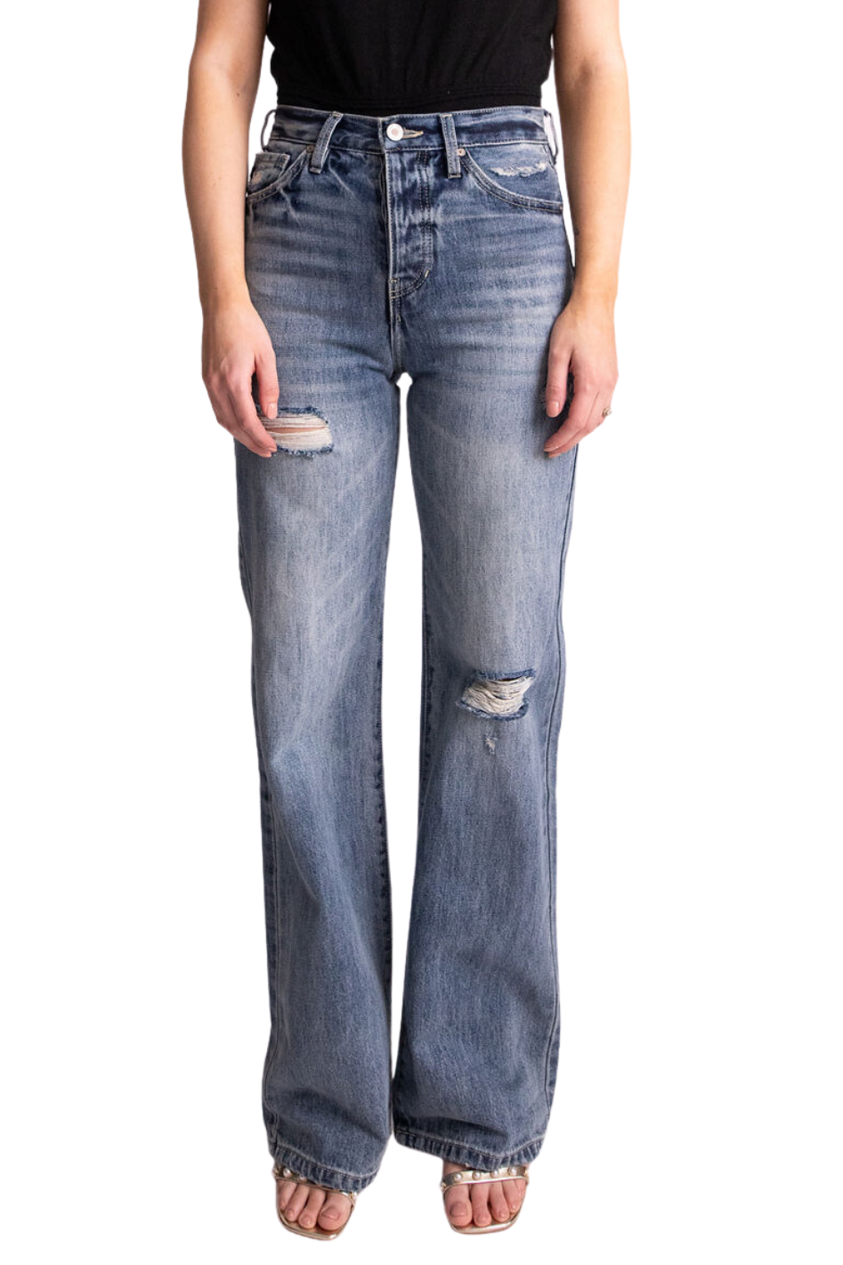 Emma Ultra HR 90's Distressed Flare Jean - Expressive Collective CO.