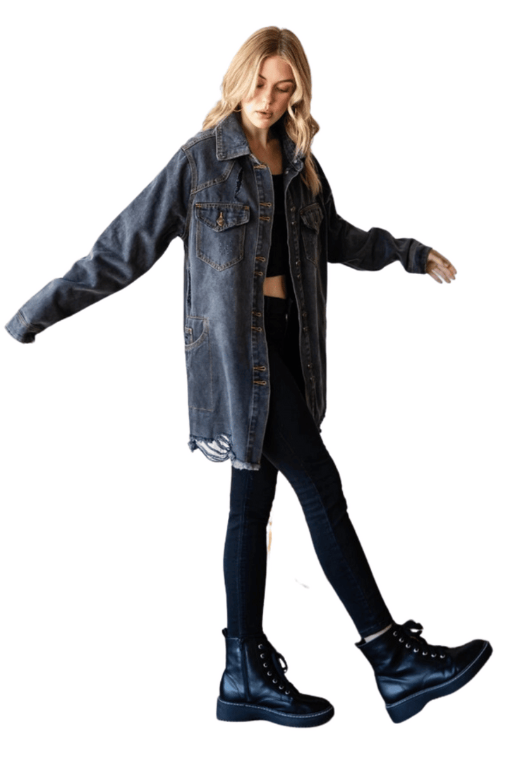 The Jean Queen Western Denim Shacket - Expressive Collective CO.