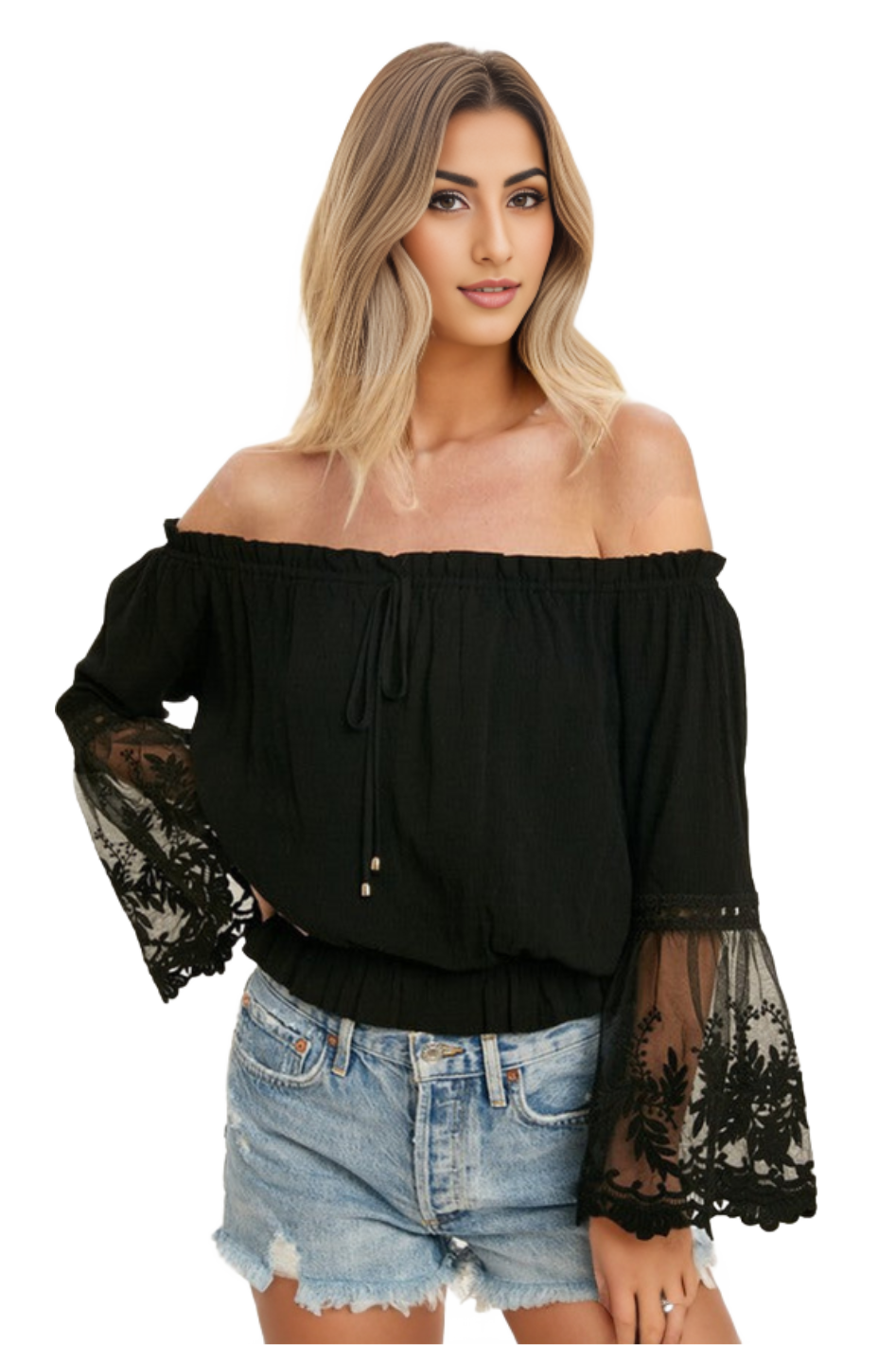 Lacey Bell Sleeve Off Shoulder Blouse - Expressive Collective CO.