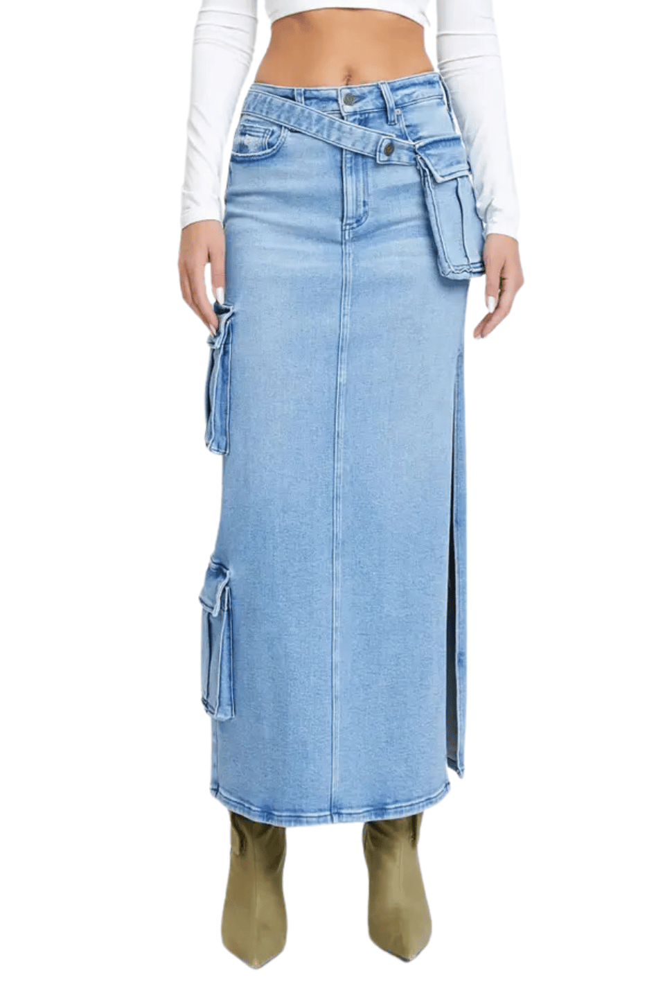 Peyton Cargo Side Slit Skirt - Expressive Collective CO.