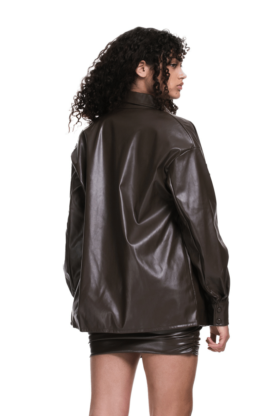 Chocolate Temptation Faux Leather Shirt Jacket - Expressive Collective CO.