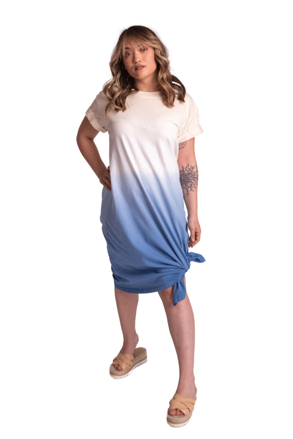 Montana Blue Side Slit T-Shirt Dress - Expressive Collective CO.