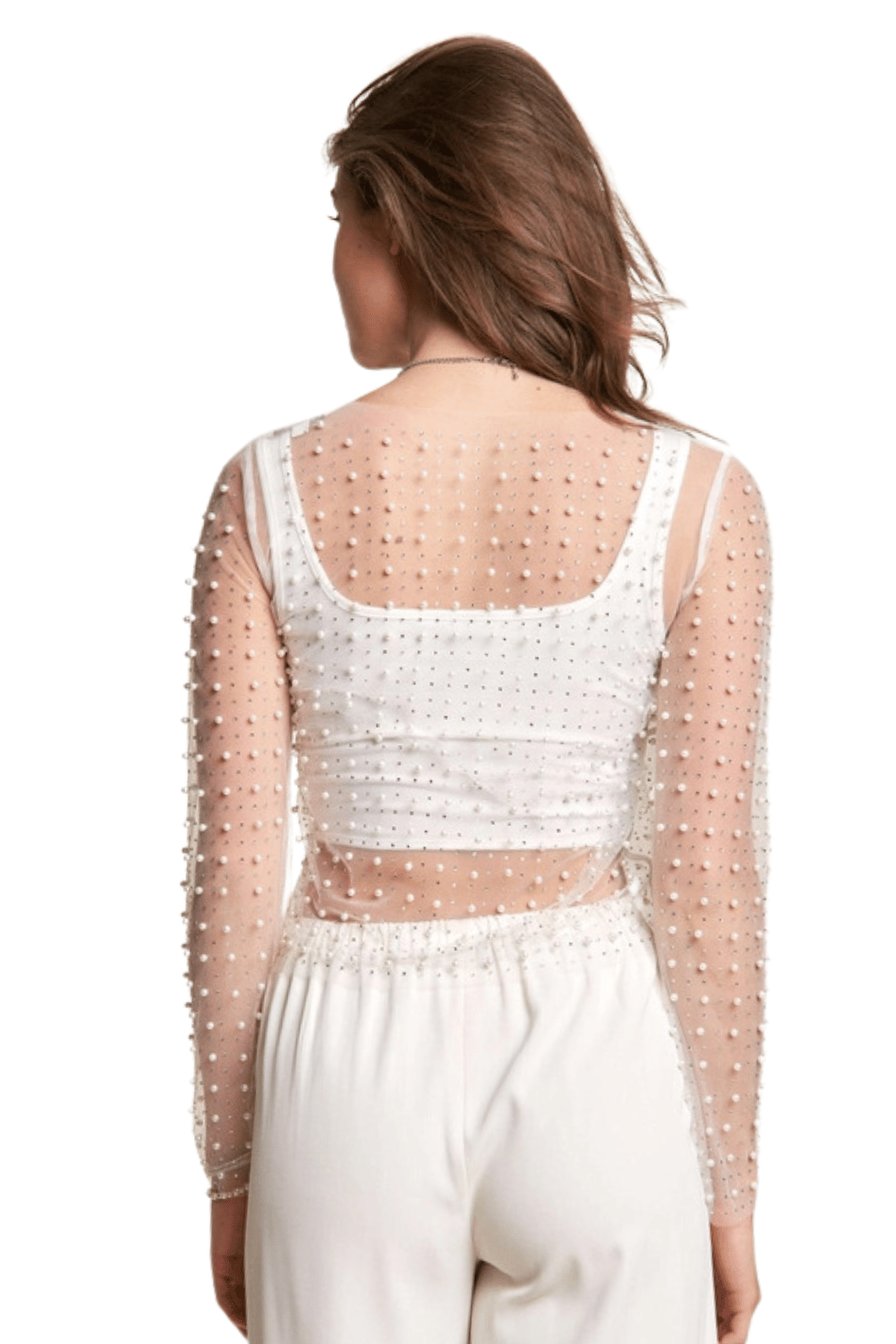 Pearl Essence Mesh Long Sleeve Top - Expressive Collective CO.