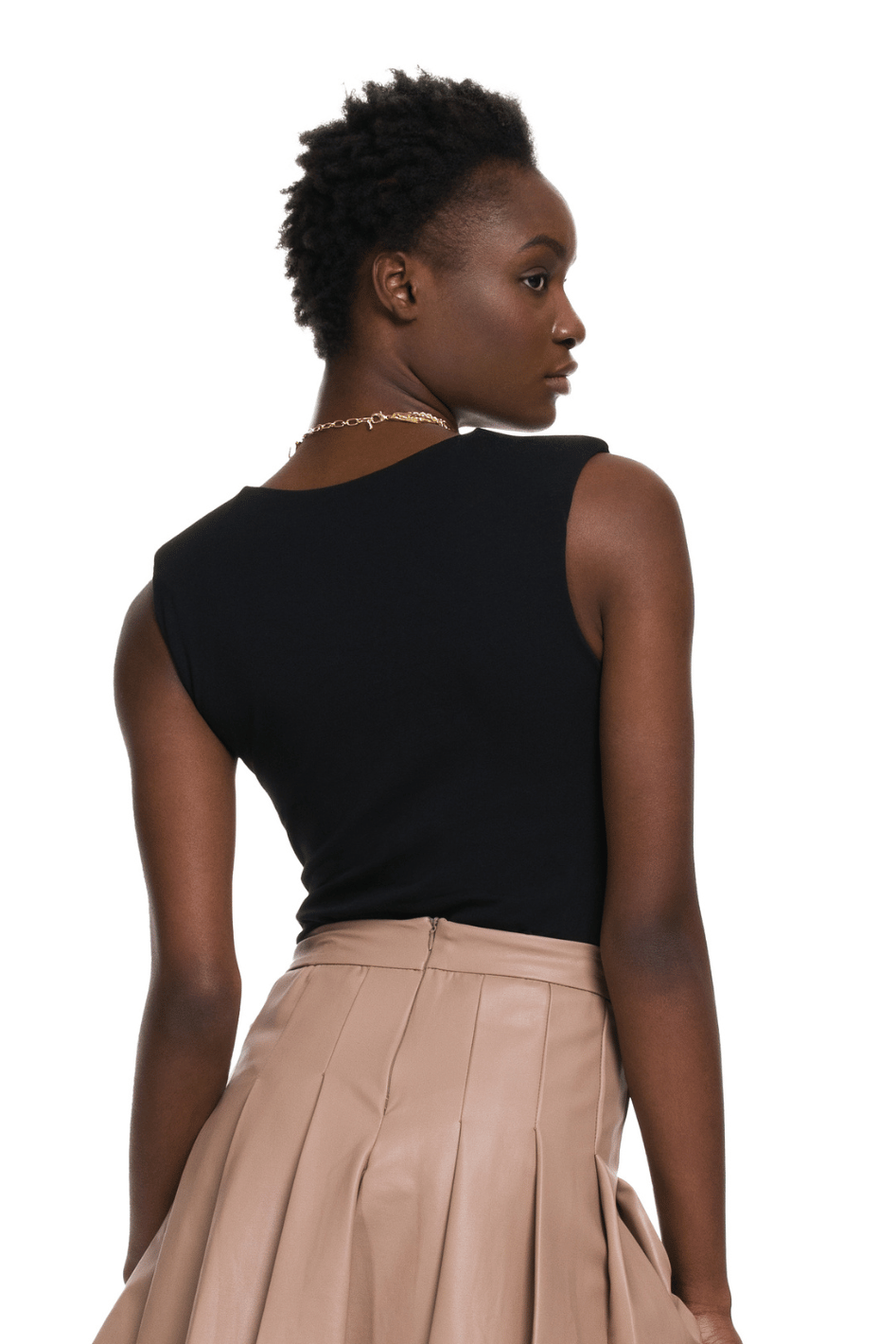 Mesmerize Shoulder Pad Sleeveless Bodysuit - Black - Expressive Collective CO.