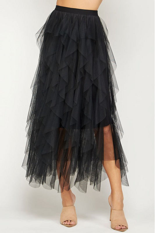 Love Is In The Air Ruffle Frill Midi Skirt - Expressive Collective CO.