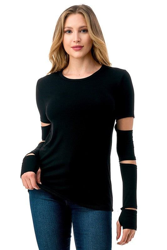 The Jolie Cut Out Sleeve Top - Expressive Collective CO.