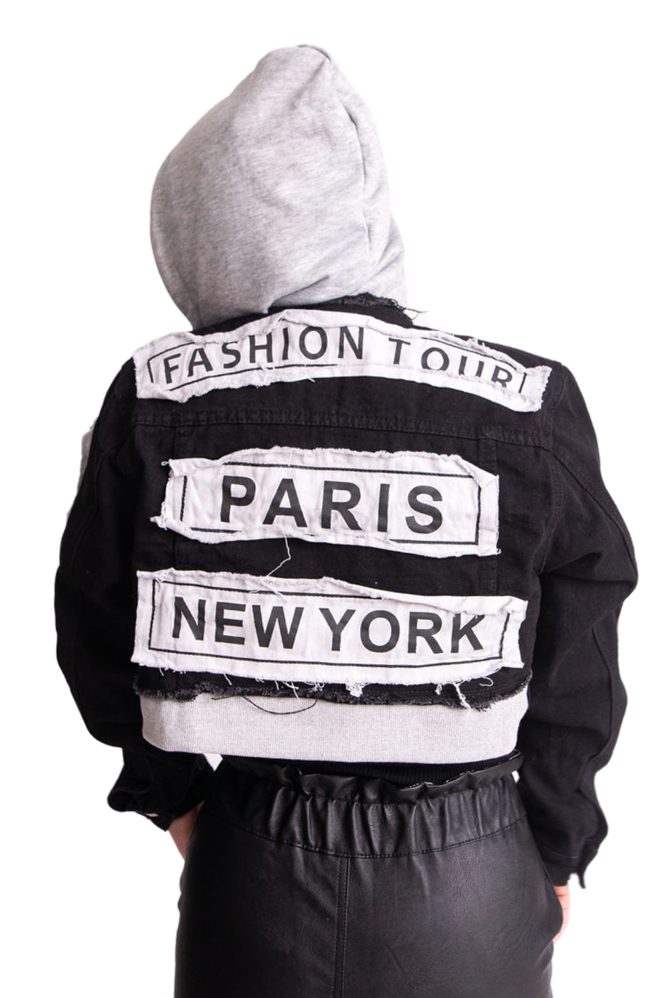 Fashion Tour Hoodie Crop Denim Jacket - Expressive Collective CO.