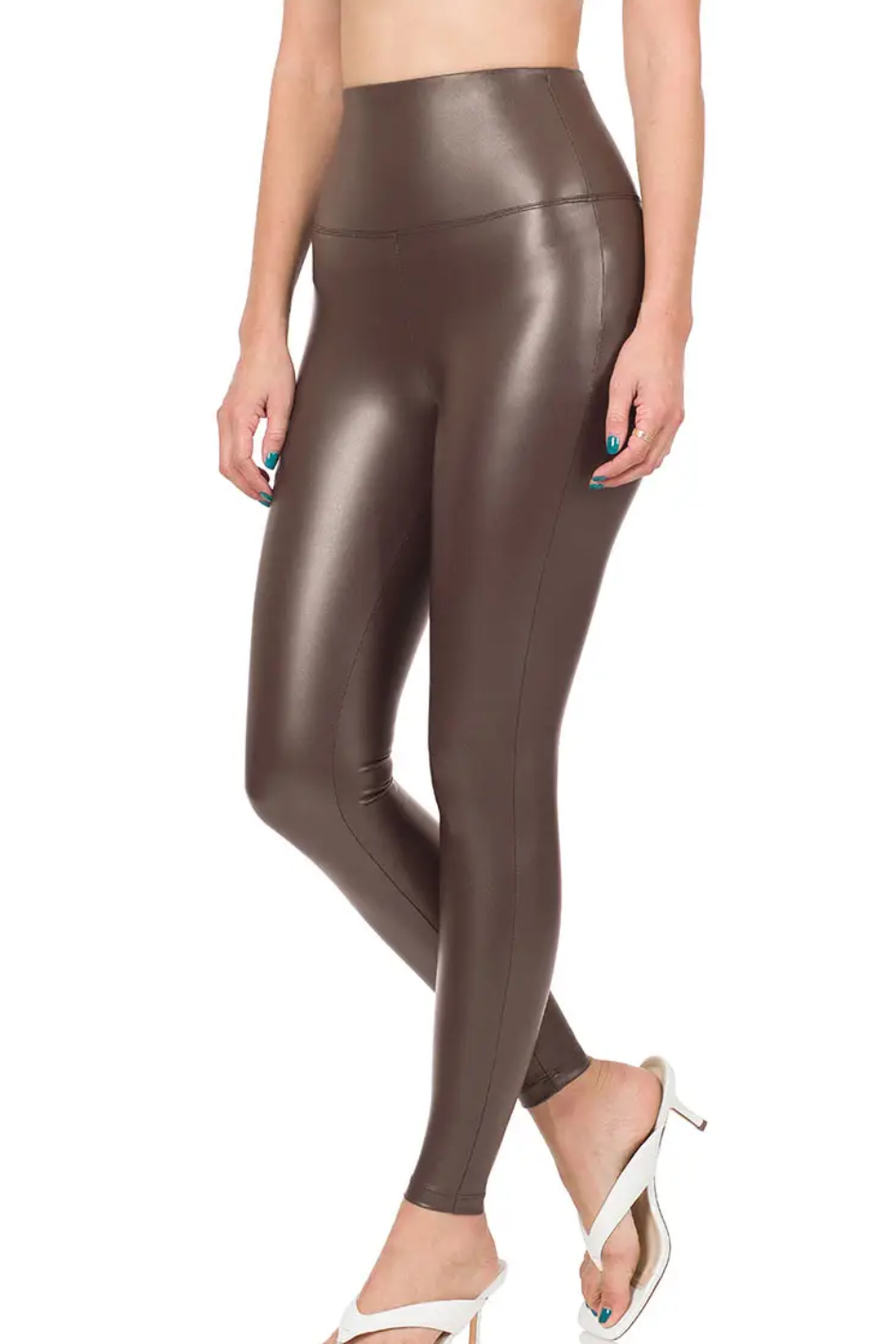 Buy N Gal Brown Leather Look Leggings - Leggings for Women 5617064 | Myntra