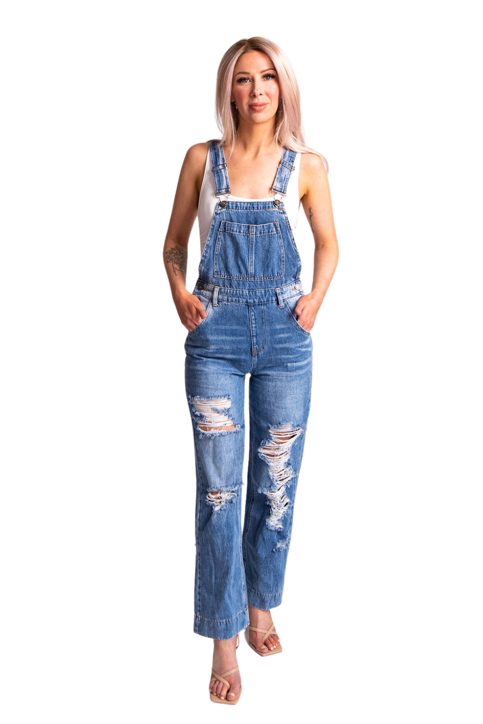 The Britches Wide Leg Distressed Overall - Expressive Collective CO.