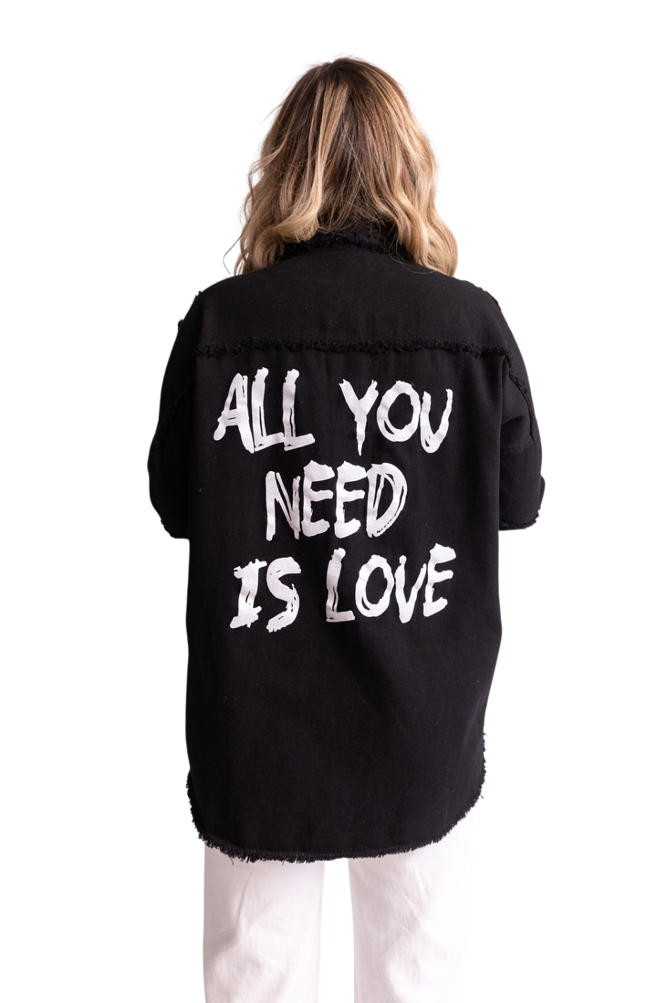 All You Need is LOVE Letter Detail Twill Jacket - Expressive Collective CO.