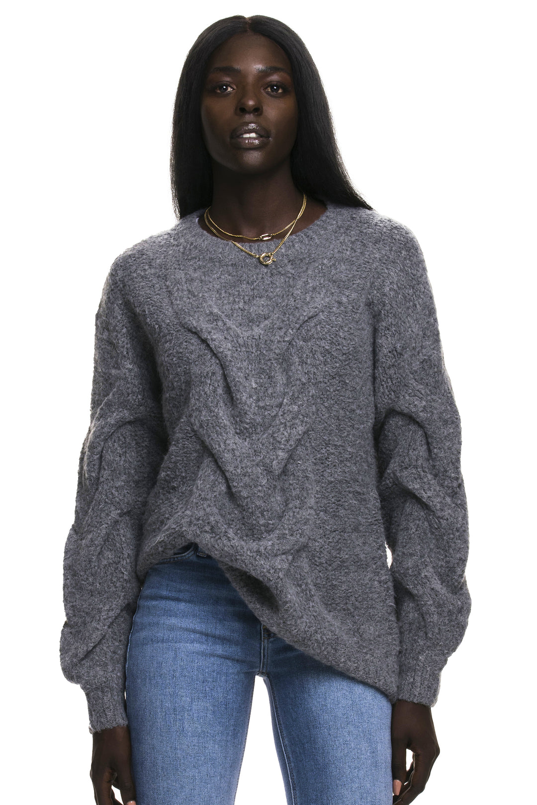 Spiral Twister Charcoal Cable Knit Sweater - Expressive Collective CO.