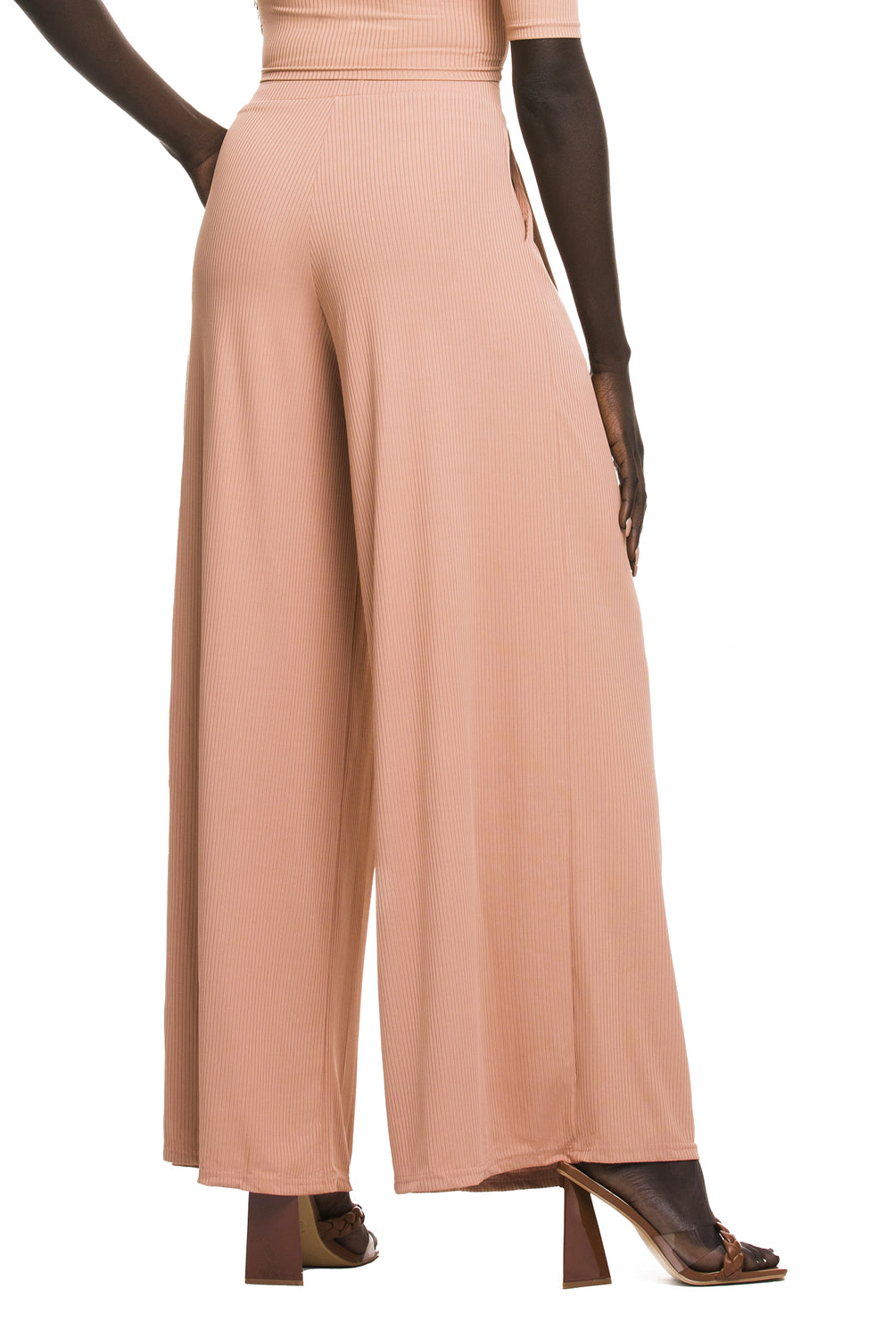 Brigitte Taupe Ribbed Wide Leg Pants - Expressive Collective CO.