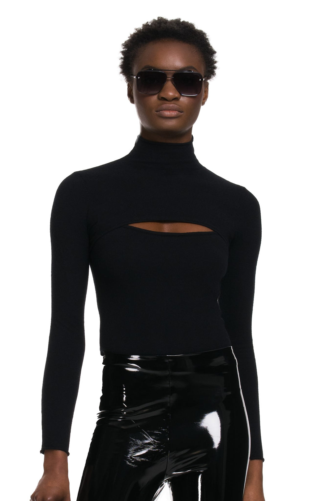LBS Mock Neck Cut Out Long Sleeve Sweater - Expressive Collective CO.