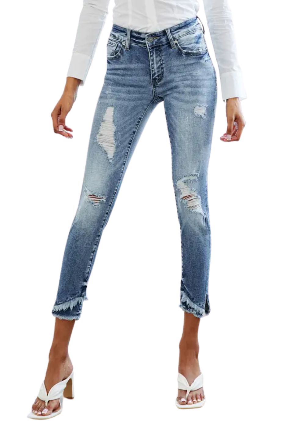 Stone Fray Distressed Skinny Jeans - Expressive Collective CO.