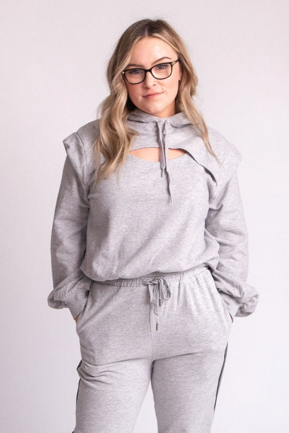 Justine Knit Front Cut-out Detail Hoodie - Expressive Collective CO.