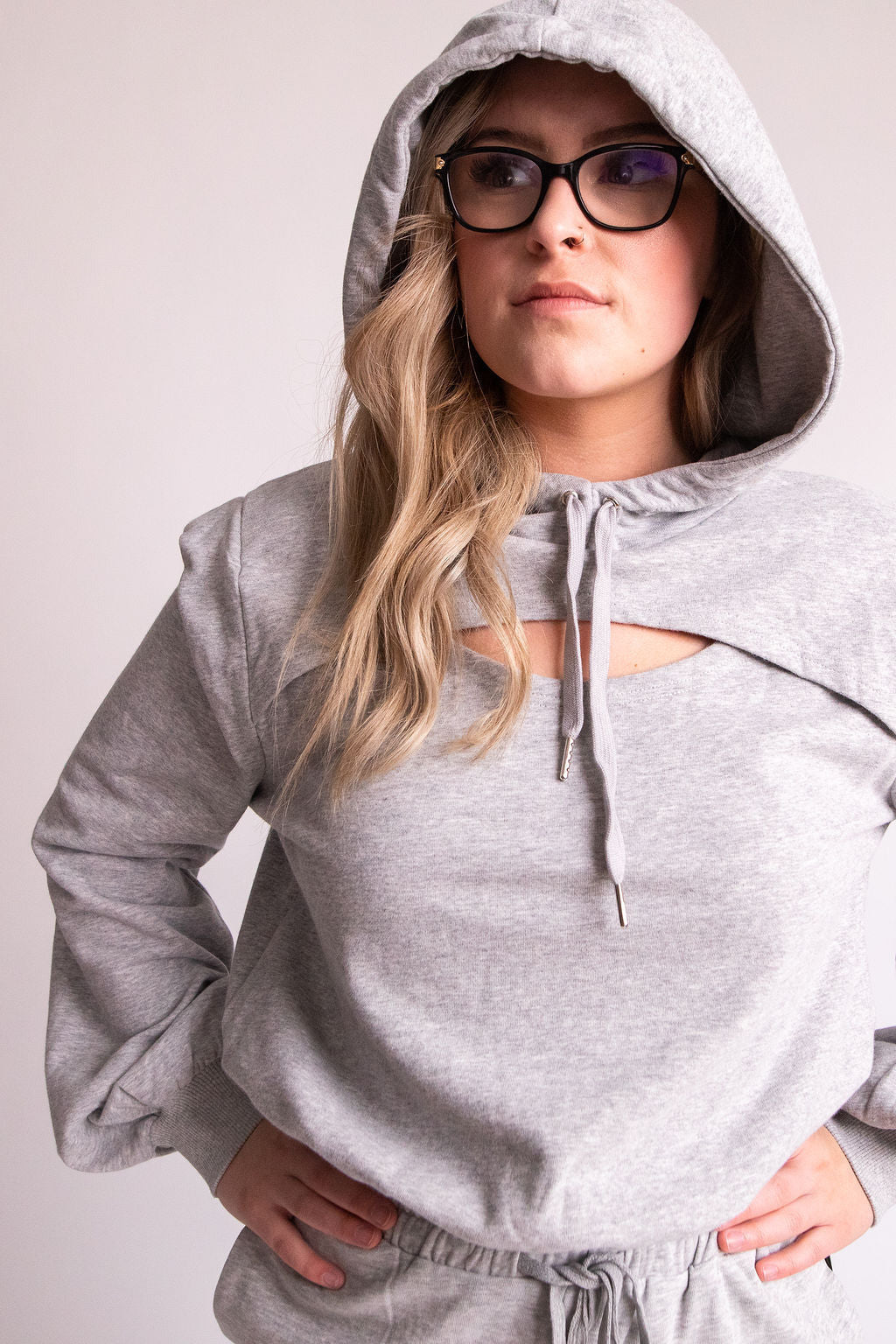 Justine Knit Front Cut-out Detail Hoodie - Expressive Collective CO.