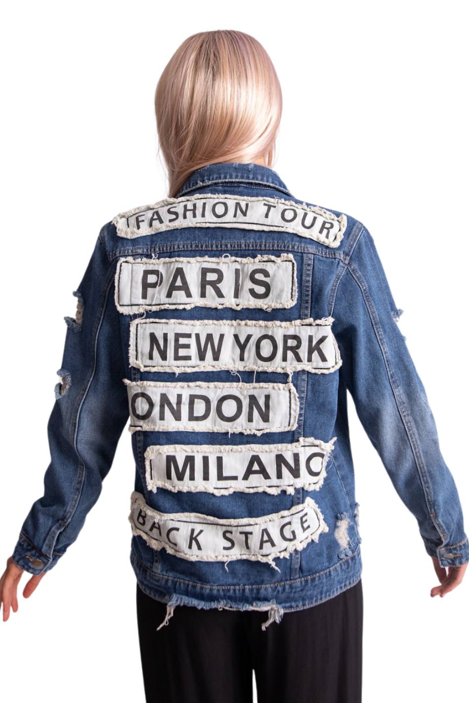 Fashion Tour Distressed Denim Jacket - Expressive Collective CO.